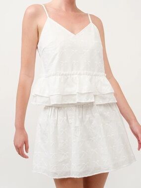 Aiblee White Embroidered Bow 2 Piece Set 🤍